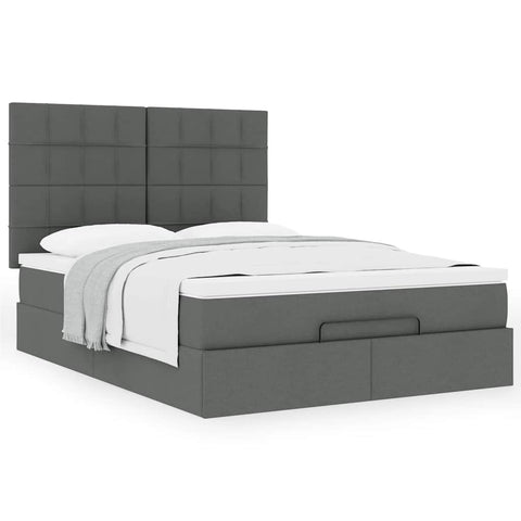 Ottoman Bed with Mattress Dark Grey - Queen Fabric