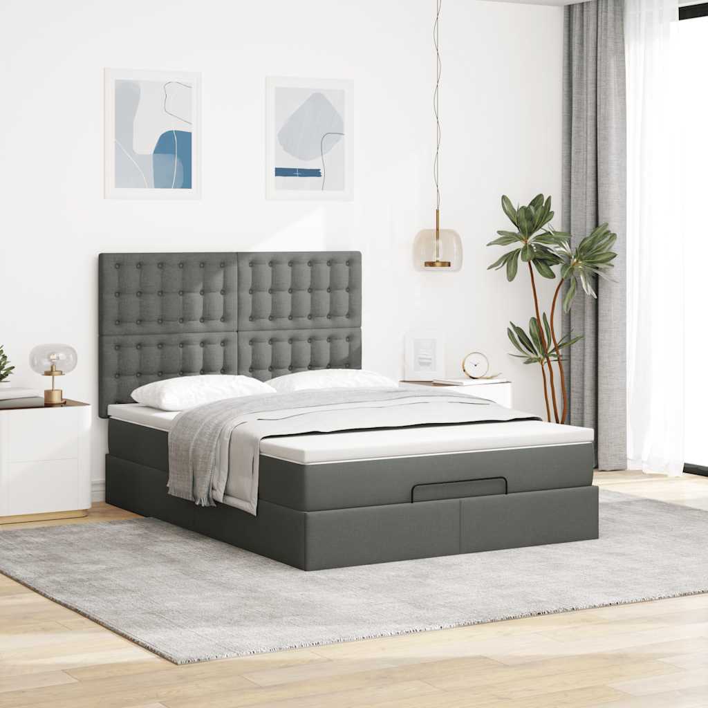 Ottoman Bed with Mattress Dark Grey - Queen