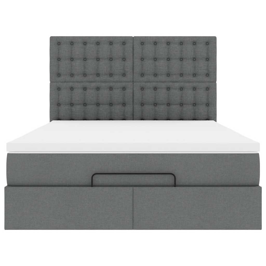 Ottoman Bed with Mattress Dark Grey - Queen