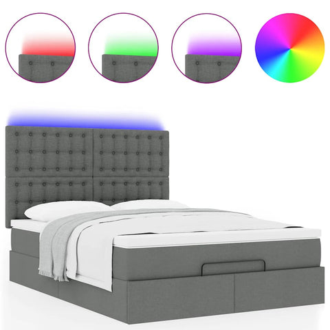 Ottoman Bed with Mattress & LEDs Queen Fabric