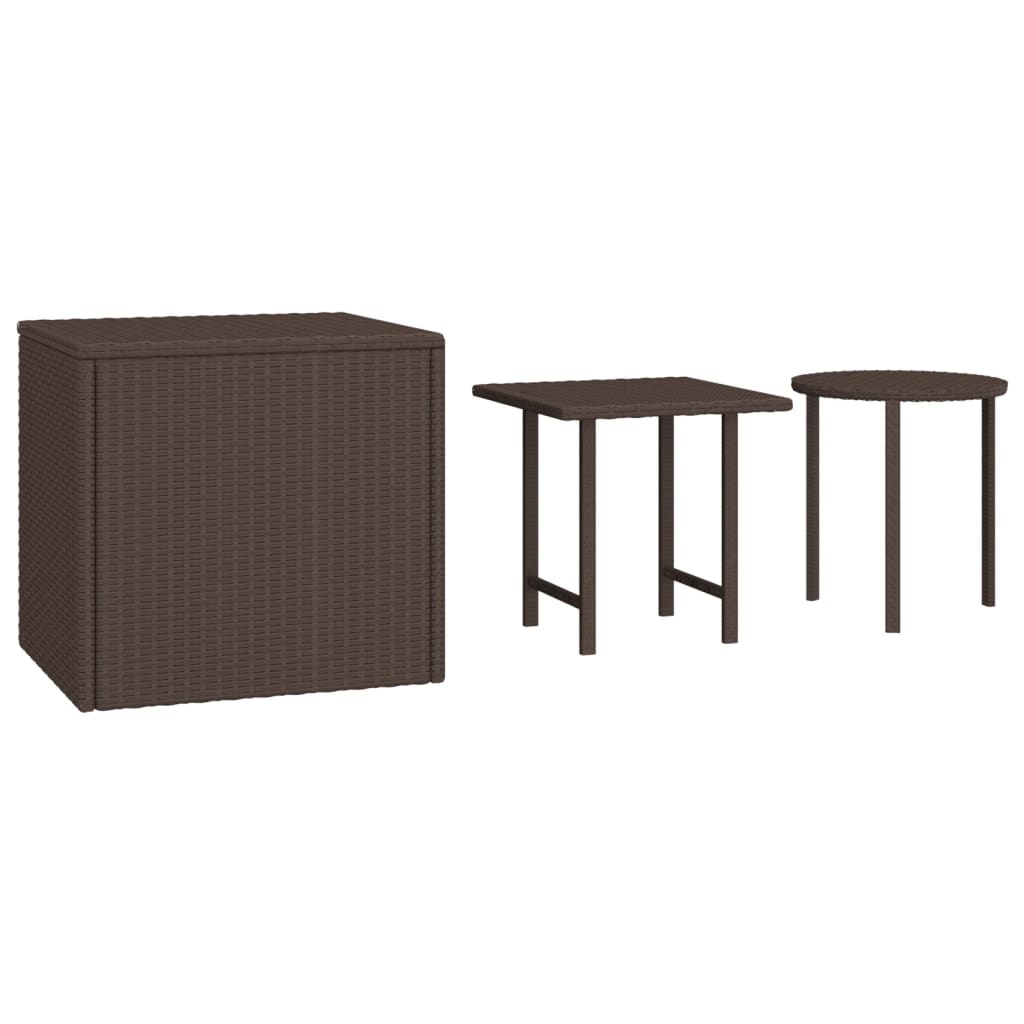 Garden Side Tables 3 pcs Brown Poly Rattan