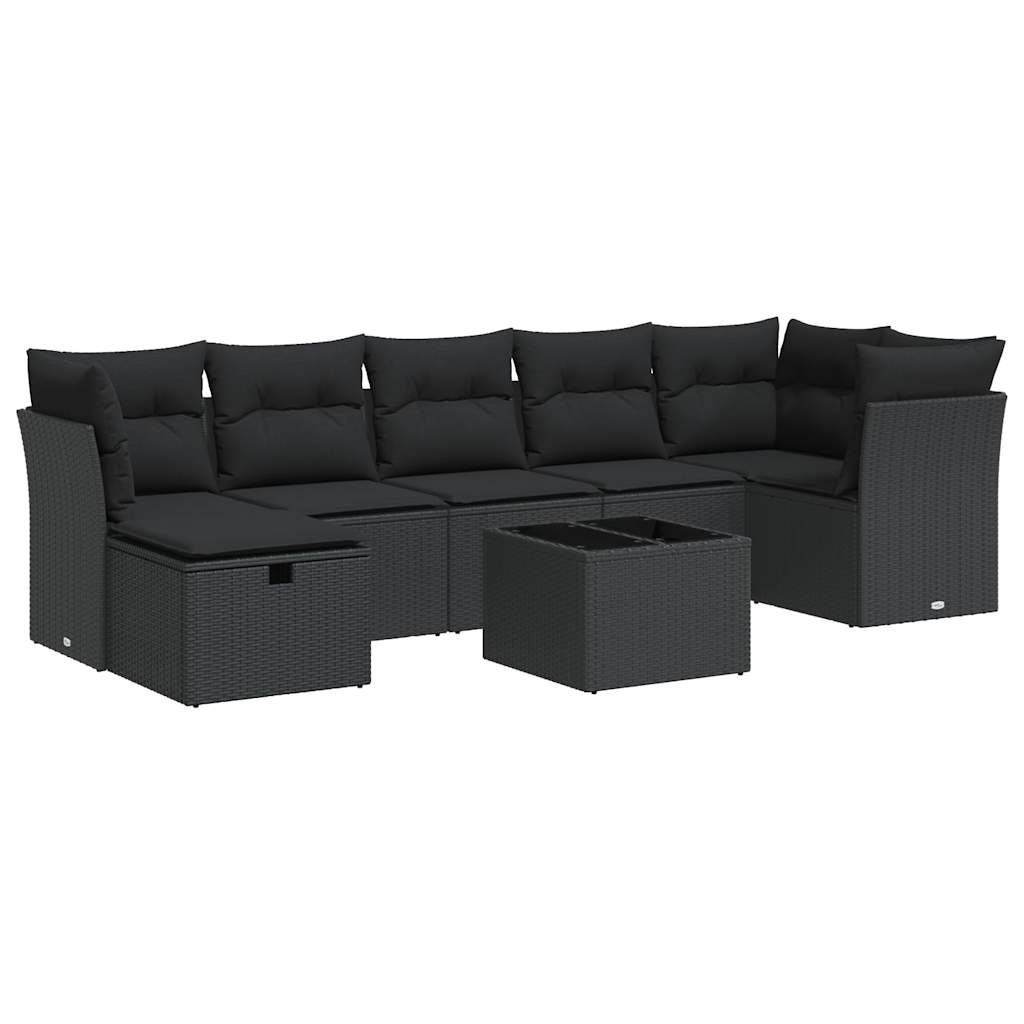 Garden Sofa Set with Cushions Modular Sofa 8 Piece Black Poly Rattan - Stylish & Versatile