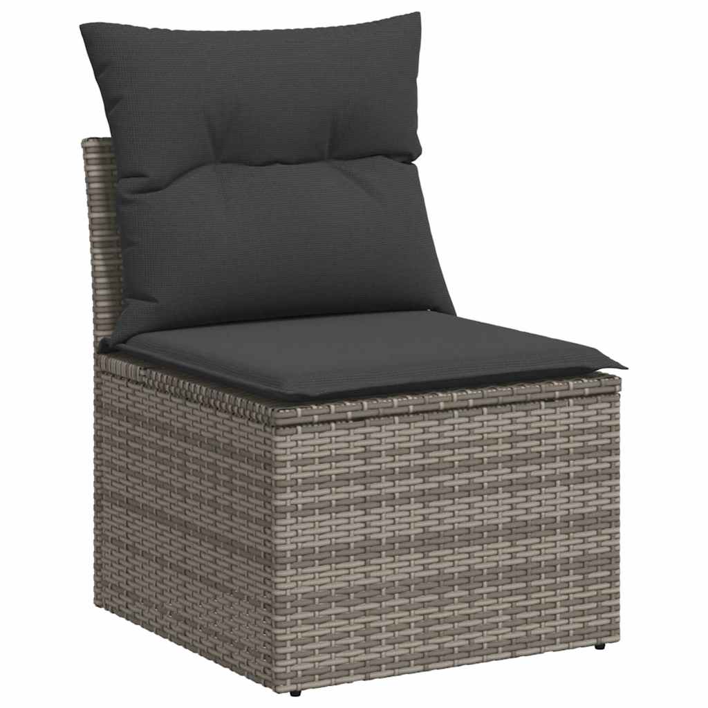 Garden Sofa Set with Cushions Modular Sofa 8 Piece Grey Poly Rattan