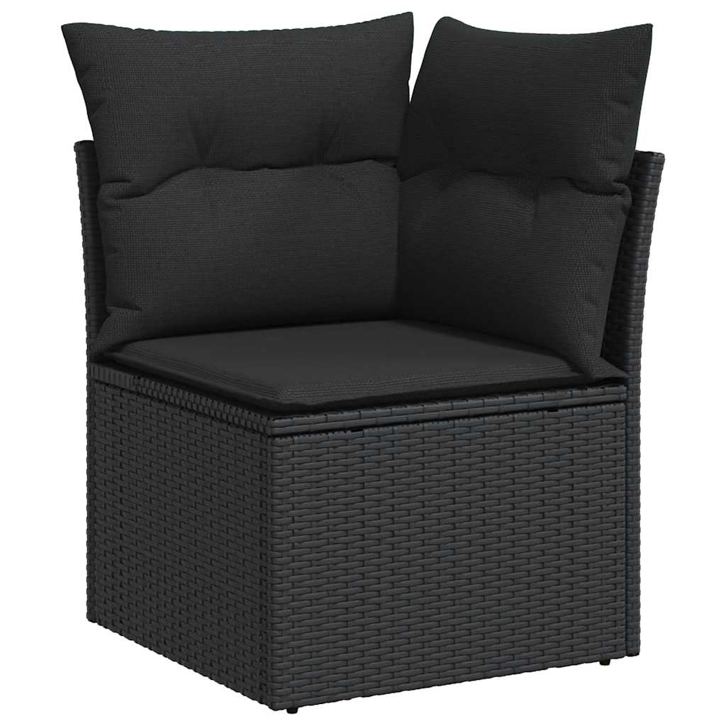 Garden Sofa Set with Cushions Modular Sofa 9 Piece Black Poly Rattan - Sleek