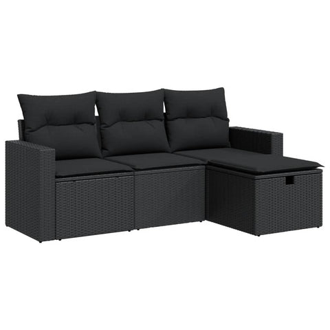 Garden Sofa Set with Cushions Modular Sofa 4 Piece Grey Poly Rattan