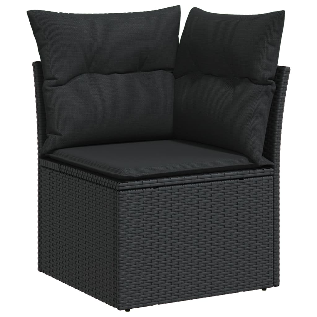 Garden Sofa Set with Cushions 6 Piece Black Poly Rattan - Elegant