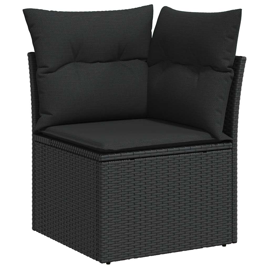 Garden Sofa Set with Cushions Modular Sofa 9 Pcs Black Poly Rattan - Elegant & Comfortable