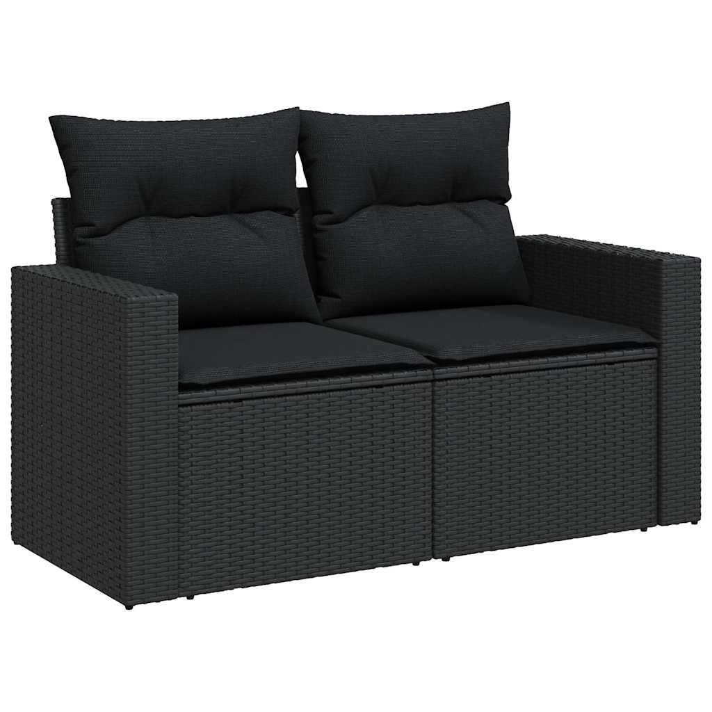 Garden Sofa Set with Cushions Modular Sofa 9 Pcs Black Poly Rattan - Elegant & Comfortable