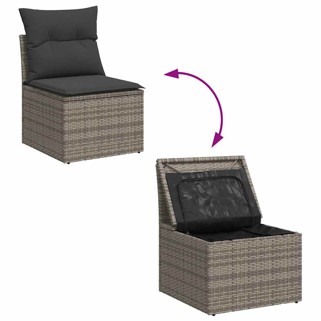 Garden Sofa Set with Cushions Modular Sofa 4 Piece Grey Poly Rattan - Elegant & Versatile