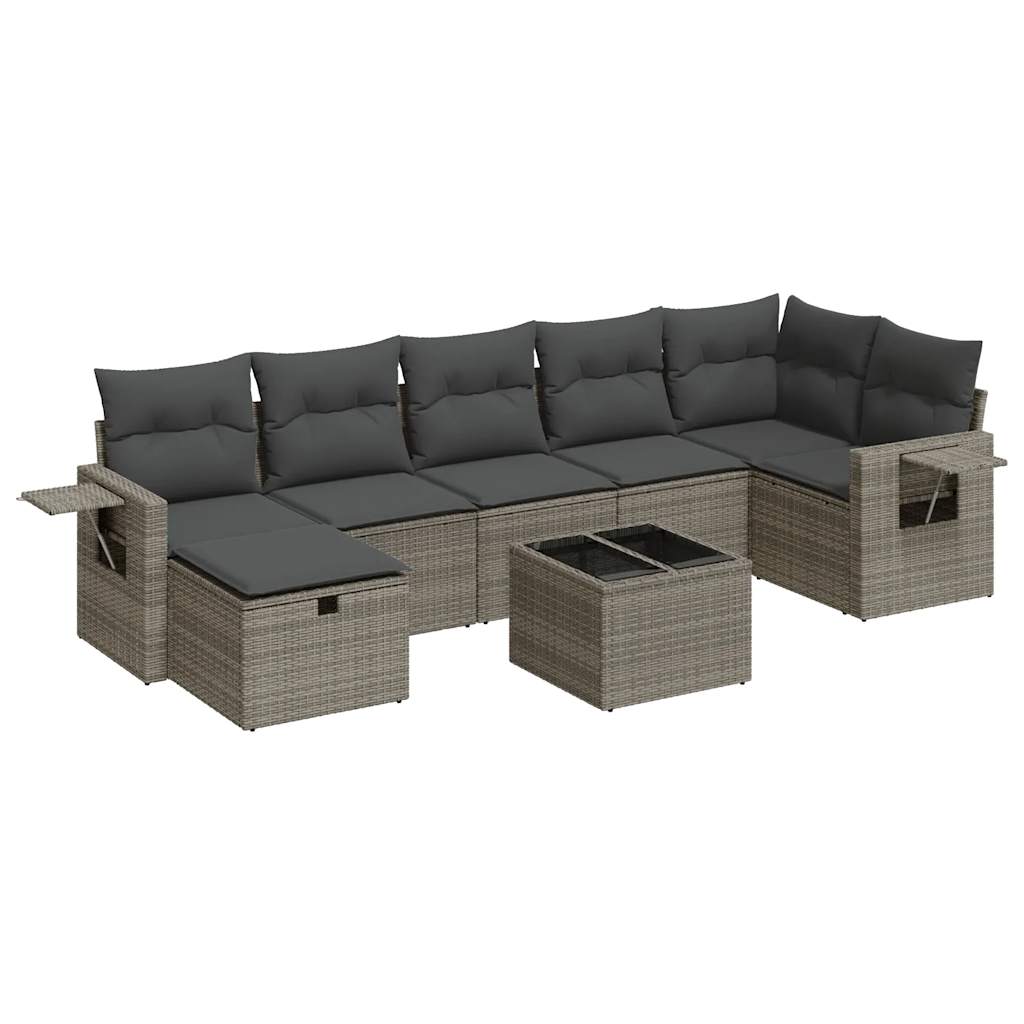 Garden Sofa Set with Cushions Modular Sofa 8 Piece Grey Poly Rattan - Modern Comfort