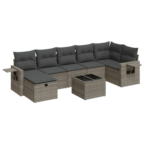 Garden Sofa Set with Cushions Modular Sofa 8 Piece Grey Poly Rattan - Modern Comfort