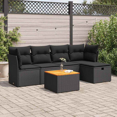 6 Piece Garden Sofa Set with Cushions Poly Rattan - Sleek - Stylish Outdoor