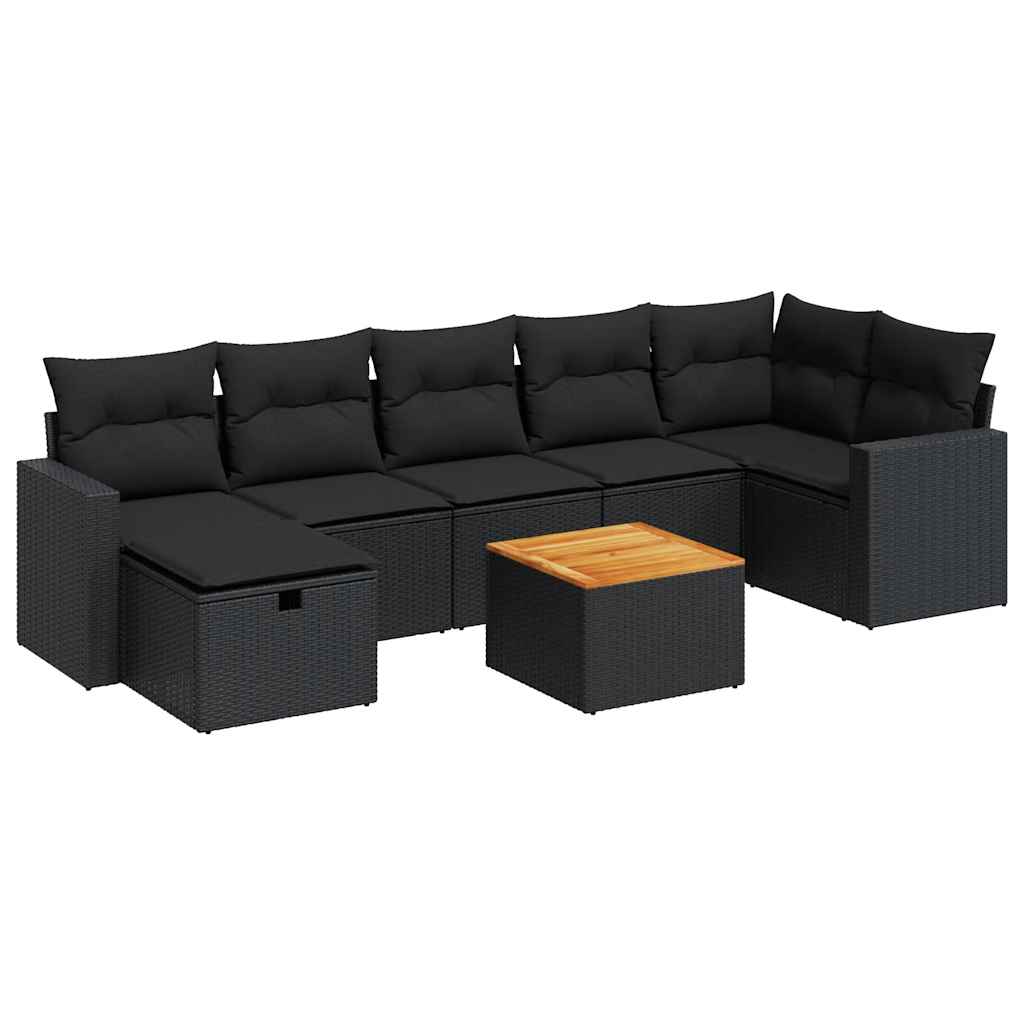 8 Piece Garden Sofa Set with Cushions Black Poly Rattan - Relax in Style