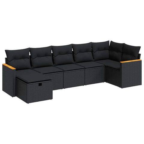 7 Piece Garden Sofa Set with Cushions Poly Rattan - Sleek - Stylish Outdoor