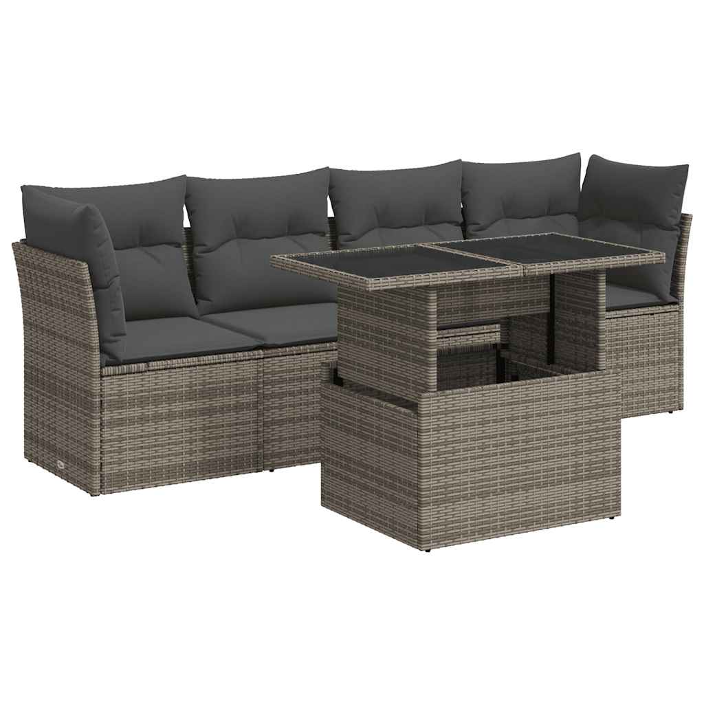 Garden Sofa Set with Cushions Modular Sofa 5 Piece Grey Poly Rattan - Perfect Outdoor Comfort