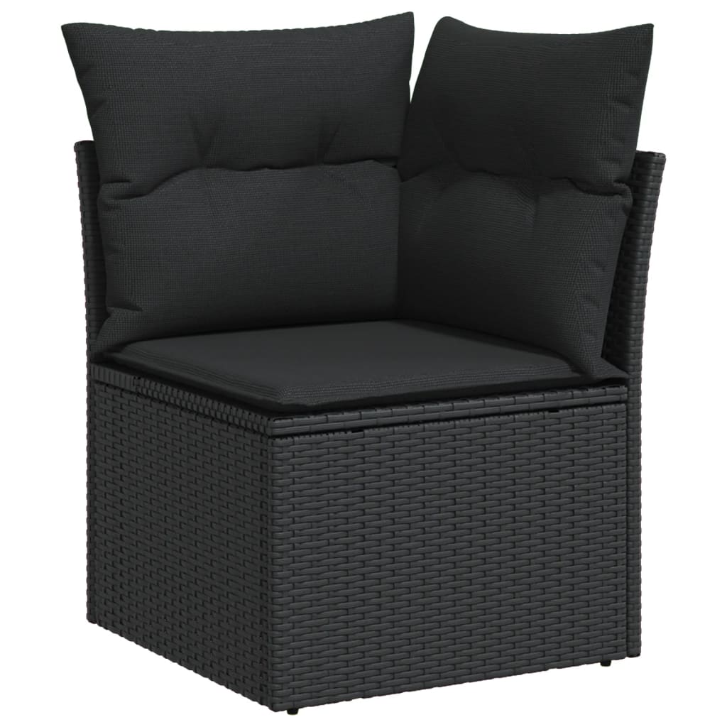 Garden Sofa Set with Cushions Modular Sofa 9 Piece Black Poly Rattan - Sleek & Functional