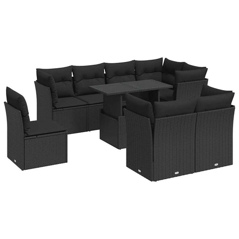 Garden Sofa Set with Cushions Modular Sofa 9 Piece Poly Rattan - Ultimate Comfort