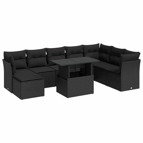 Garden Sofa Set with Cushions Modular Sofa 9 Piece Poly Rattan - Sleek & Functional