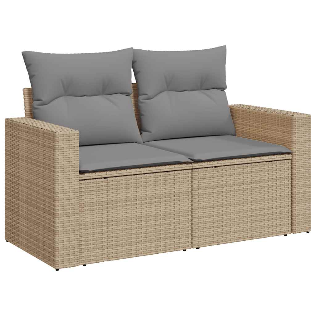 Garden Sofa Set with Cushions Modular Sofa 8 Piece Beige Poly Rattan - Outdoor Relaxation