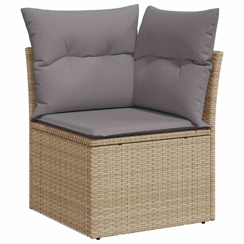 Garden Sofa Set with Cushions Modular Sofa 9 Piece Beige Poly Rattan - Outdoor Relaxation