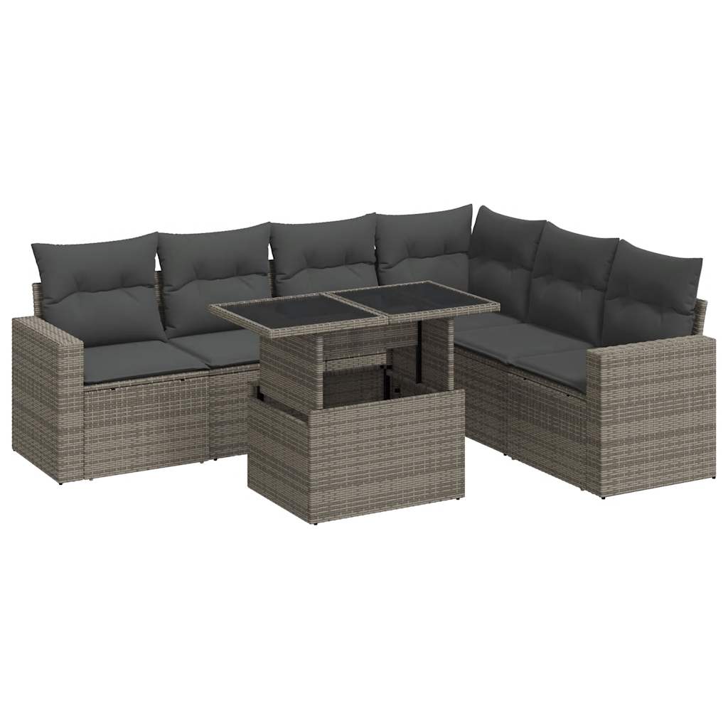 7 Piece Garden Sofa Set with Cushions- Sleek & Functional