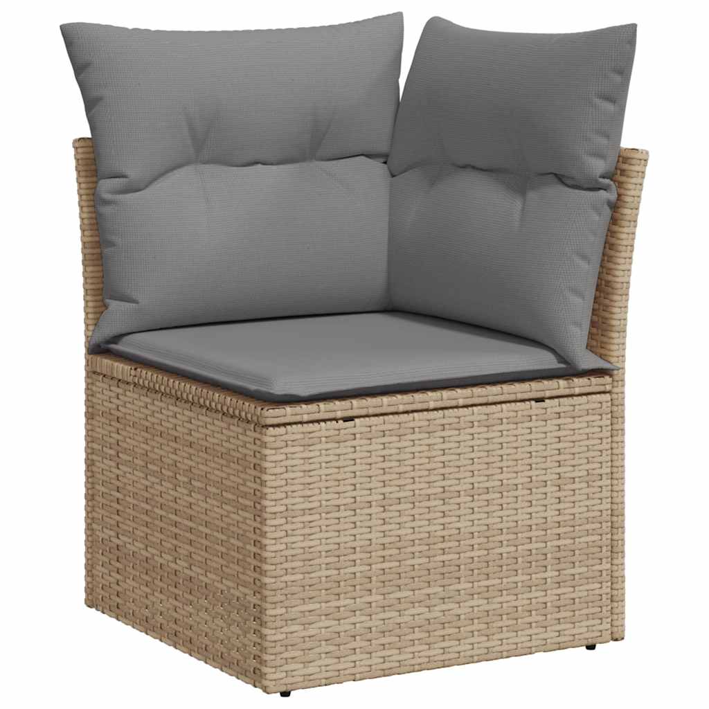 Garden Sofa Set with Cushions Modular Sofa 5 Piece Beige Poly Rattan - Outdoor Relaxation