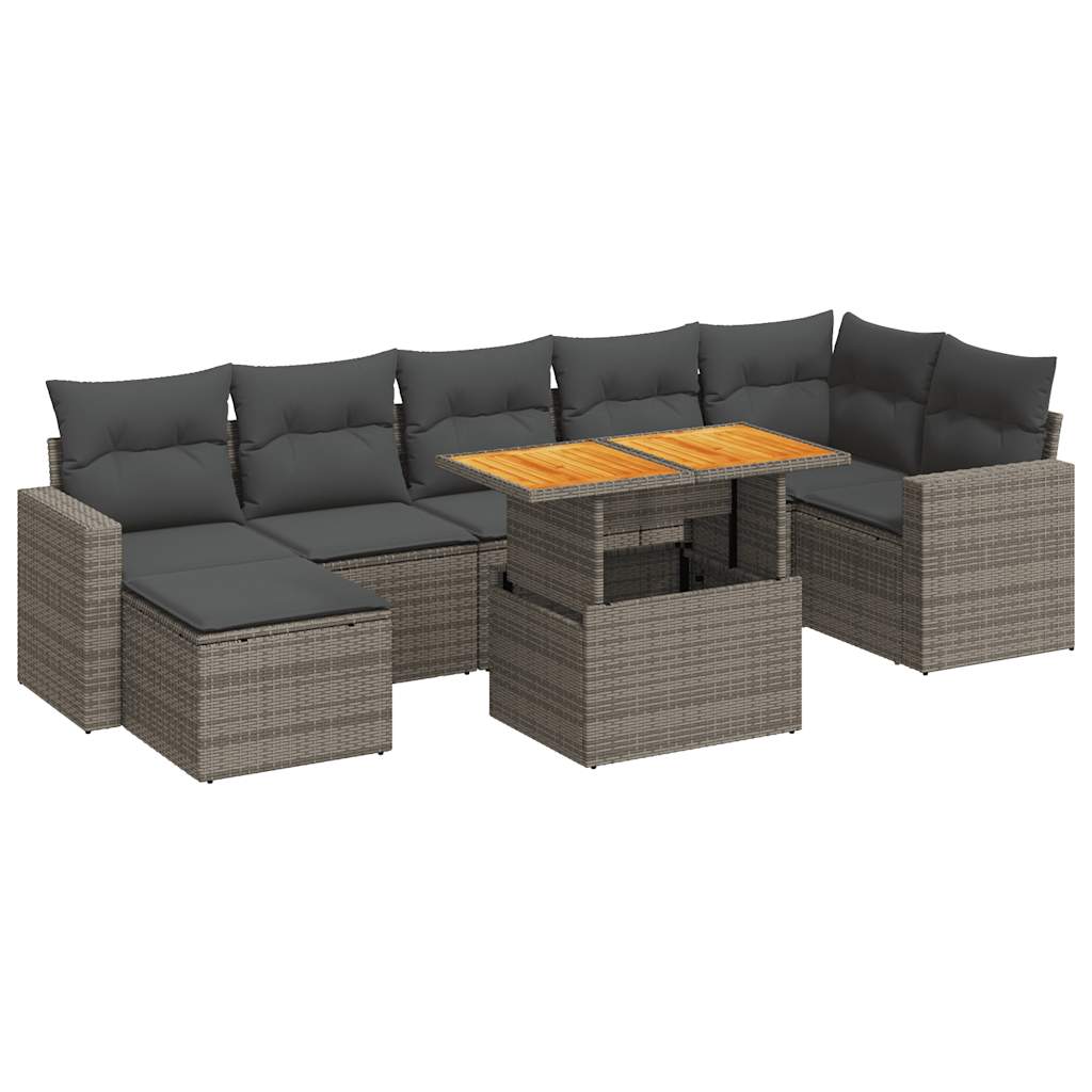 8 Piece Garden Sofa Set with Cushions Grey Poly Rattan - Outdoor Relaxation