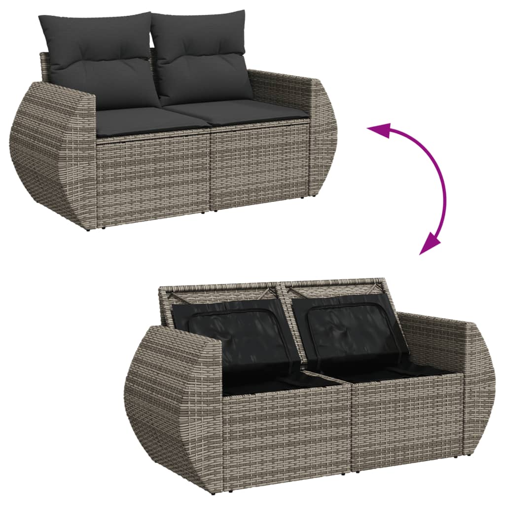 Garden Sofa Set with Cushions 7 Pcs Grey Poly Rattan - Versatile