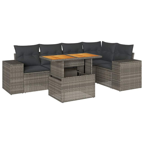 Garden Sofa Set with Cushions Modular Sofa 6 Piece Grey Poly Rattan - Elegant & Versatile