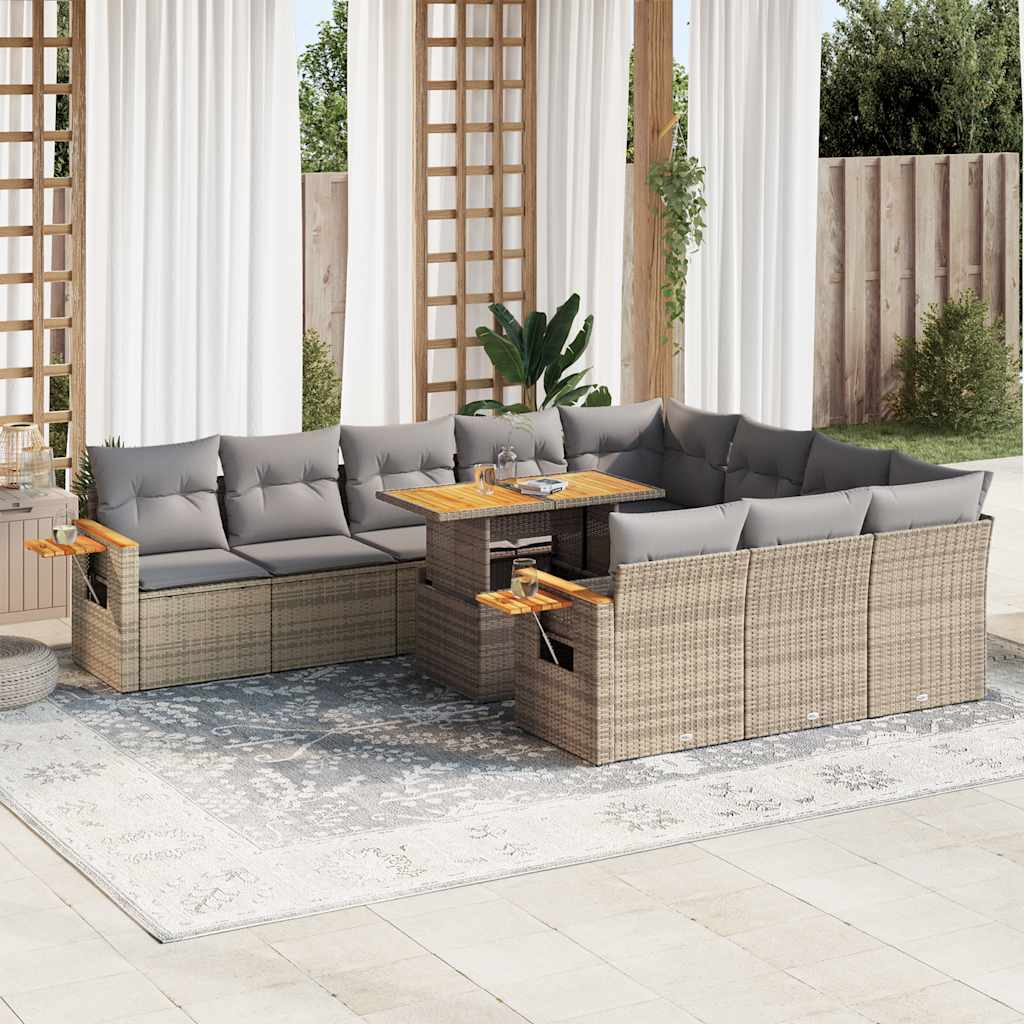 Garden Sofa Set with Cushions Modular Sofa 10 Piece Poly Rattan - Outdoor Relaxation