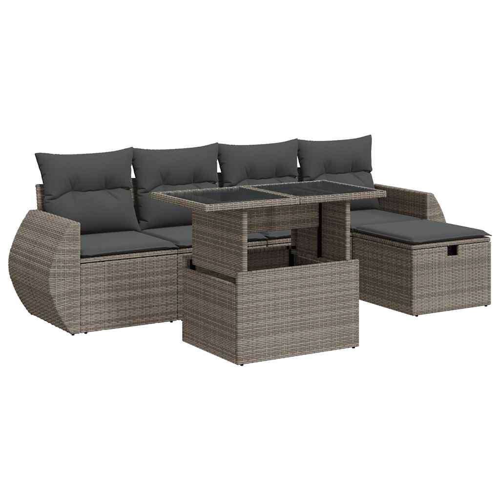 6 Piece Garden Sofa Set with Cushions Poly Rattan - Outdoor Living