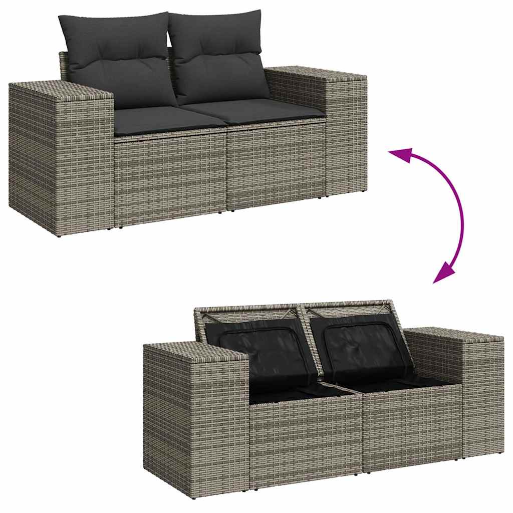 6 Pcs Garden Sofa Set with Cushions Grey - Durable & Chic