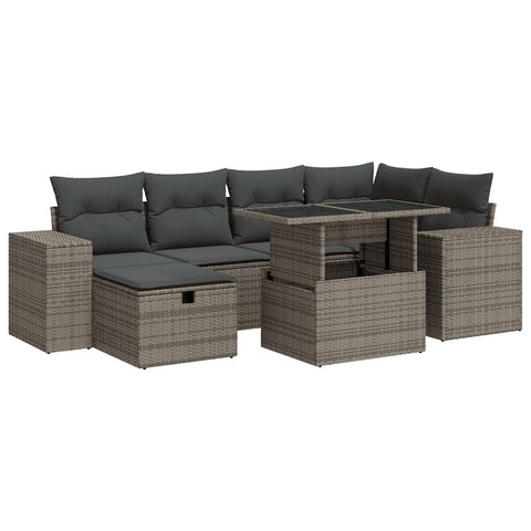 8 Piece Garden Sofa Set with Cushions Grey Poly Rattan - Outdoor Luxury