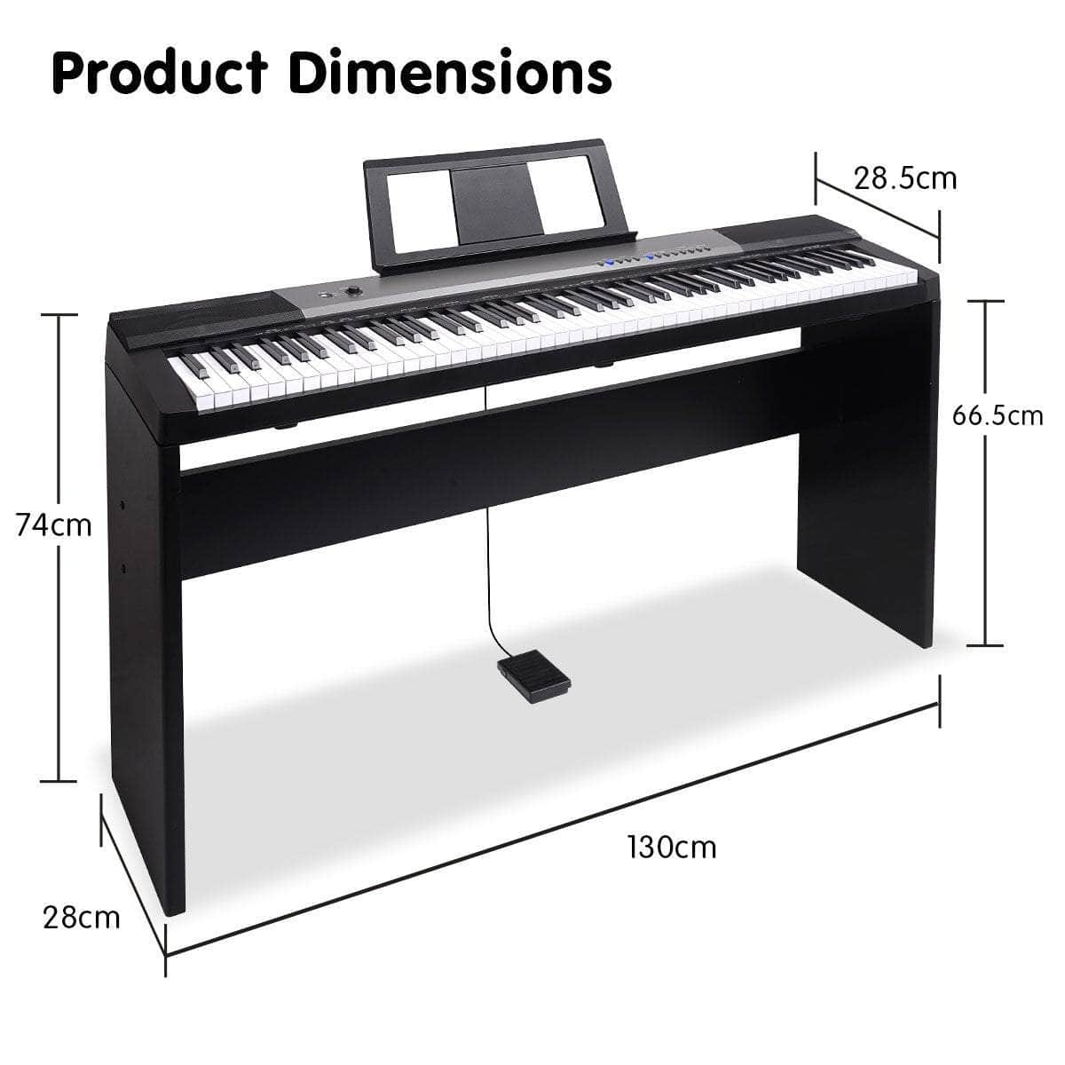 88 Keys Electronic Keyboard Piano with Stand Black