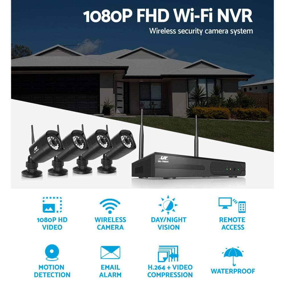 8CH UL-tech 4 Square Wireless Security Cameras Kit 1TB