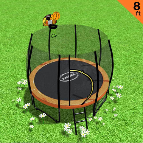 8ft Springless Trampoline with Basketball Set