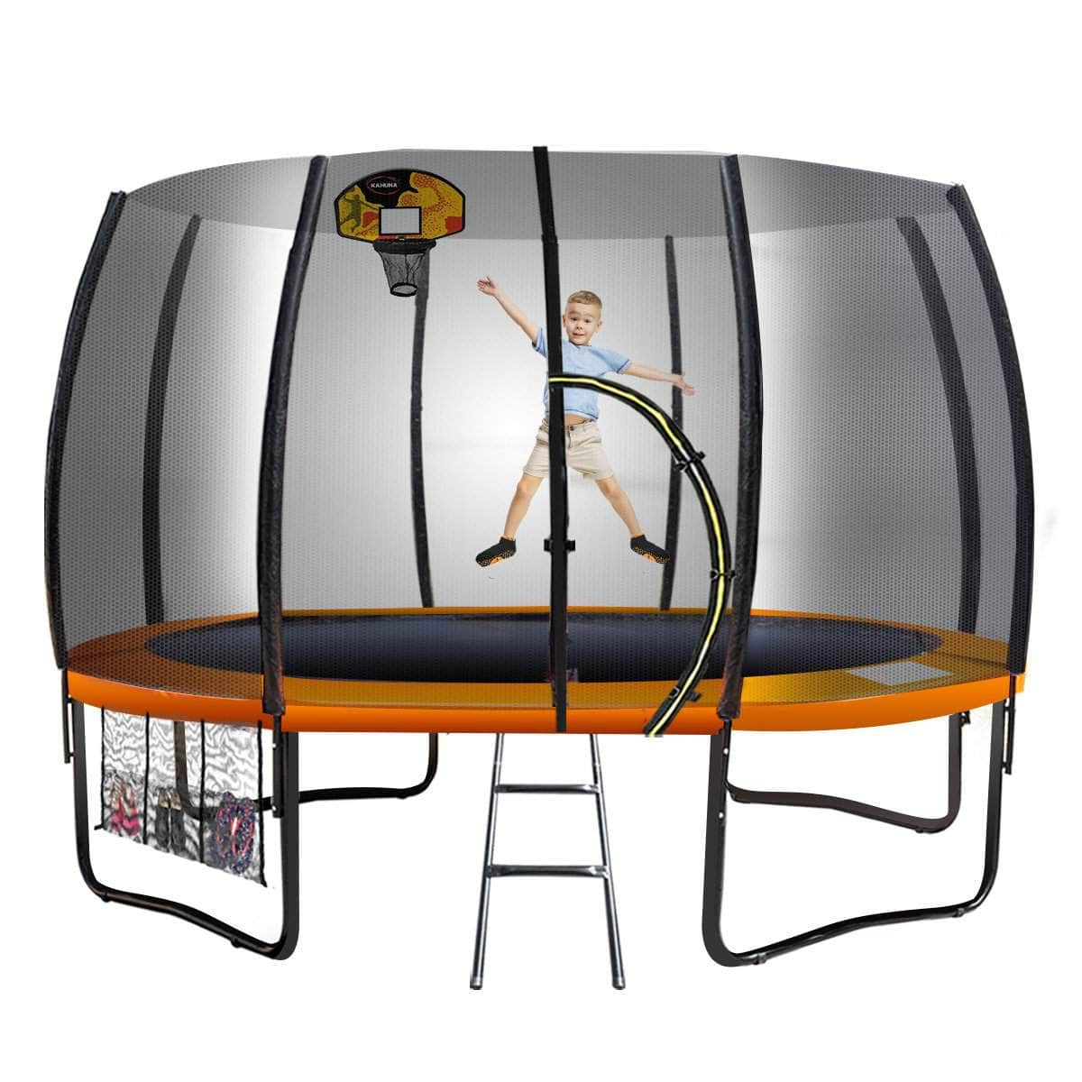 8ft Springless Trampoline with Basketball Set