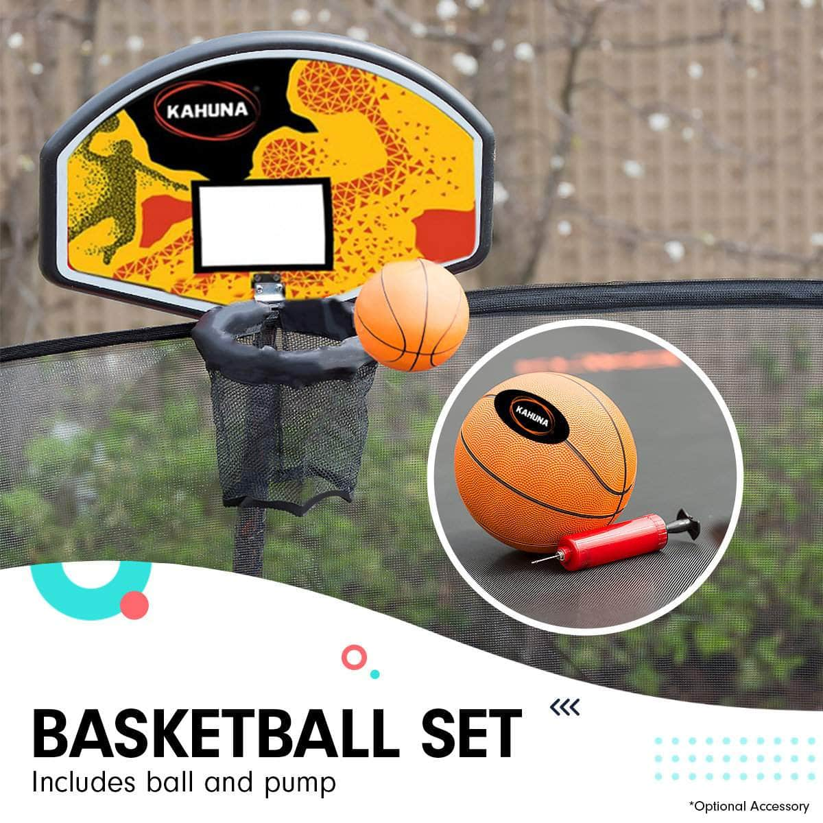 8ft Springless Trampoline with Basketball Set