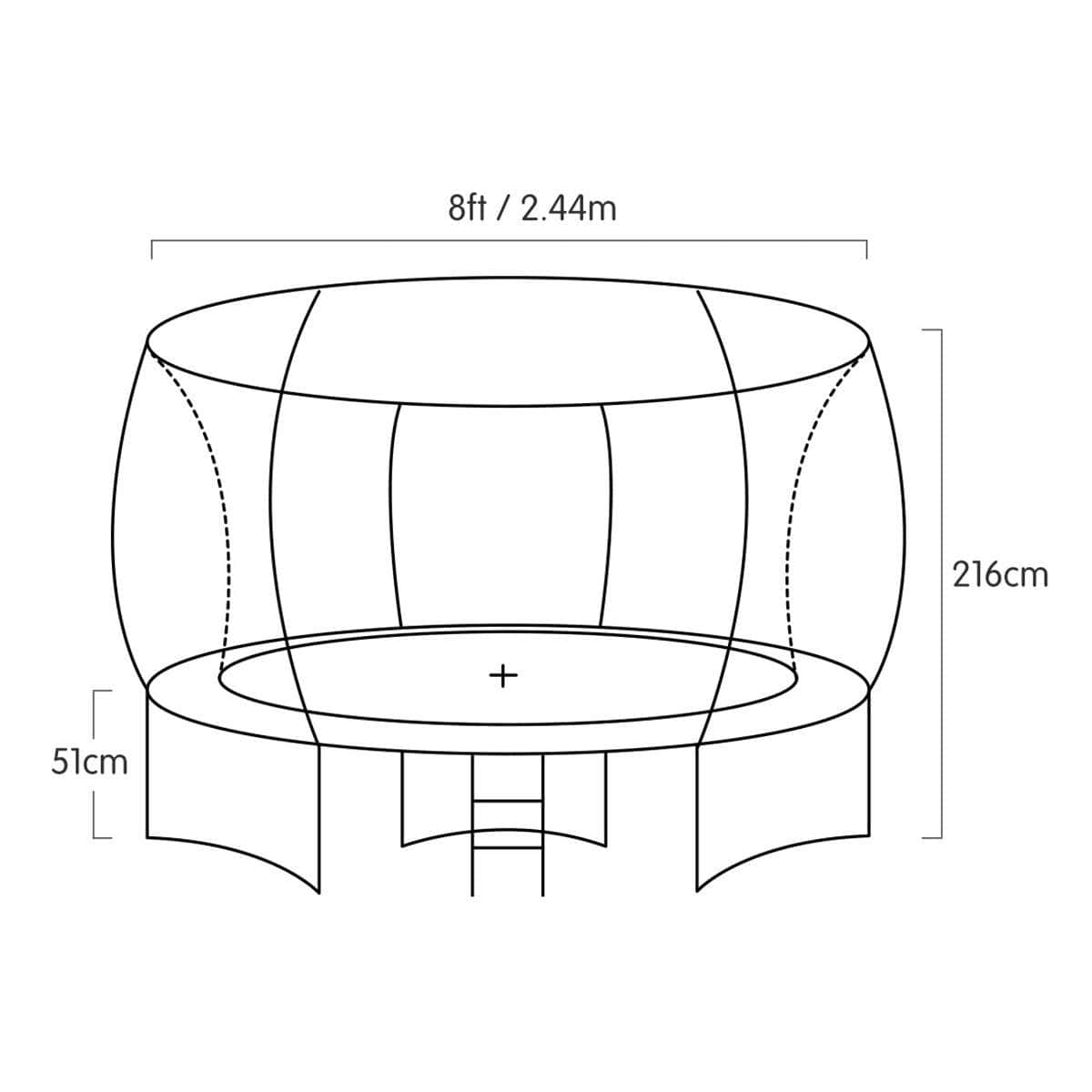 8ft Springless Trampoline with Basketball Set