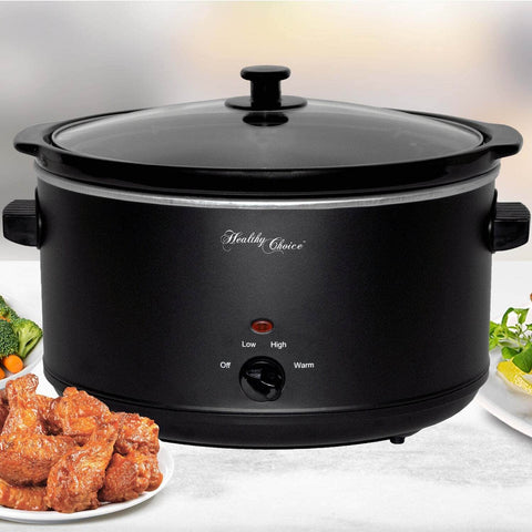 8L Slow Cooker (Black) Large Capacity Ceramic Pot, 300W