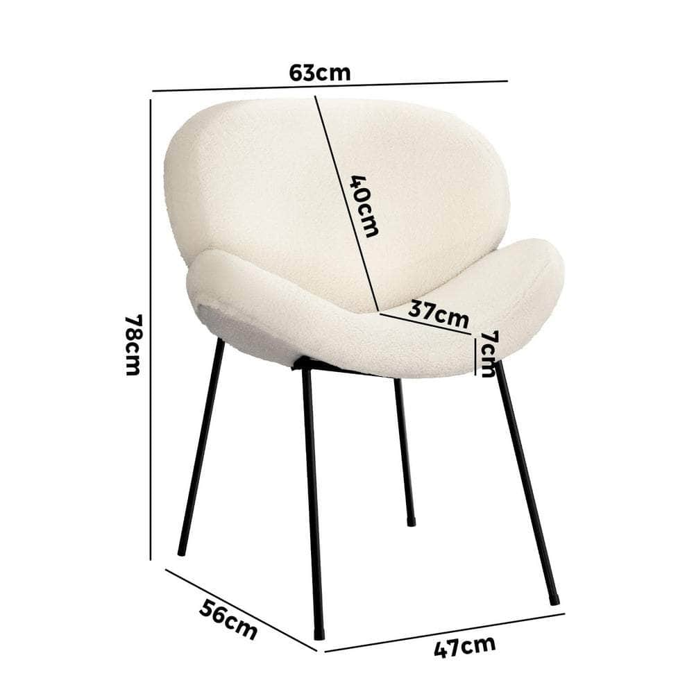 8PCS Dining Chair Tub Armchairs Sherpa White