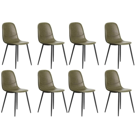 8x Dining Chairs Accent Chair PU Leather Black/Green