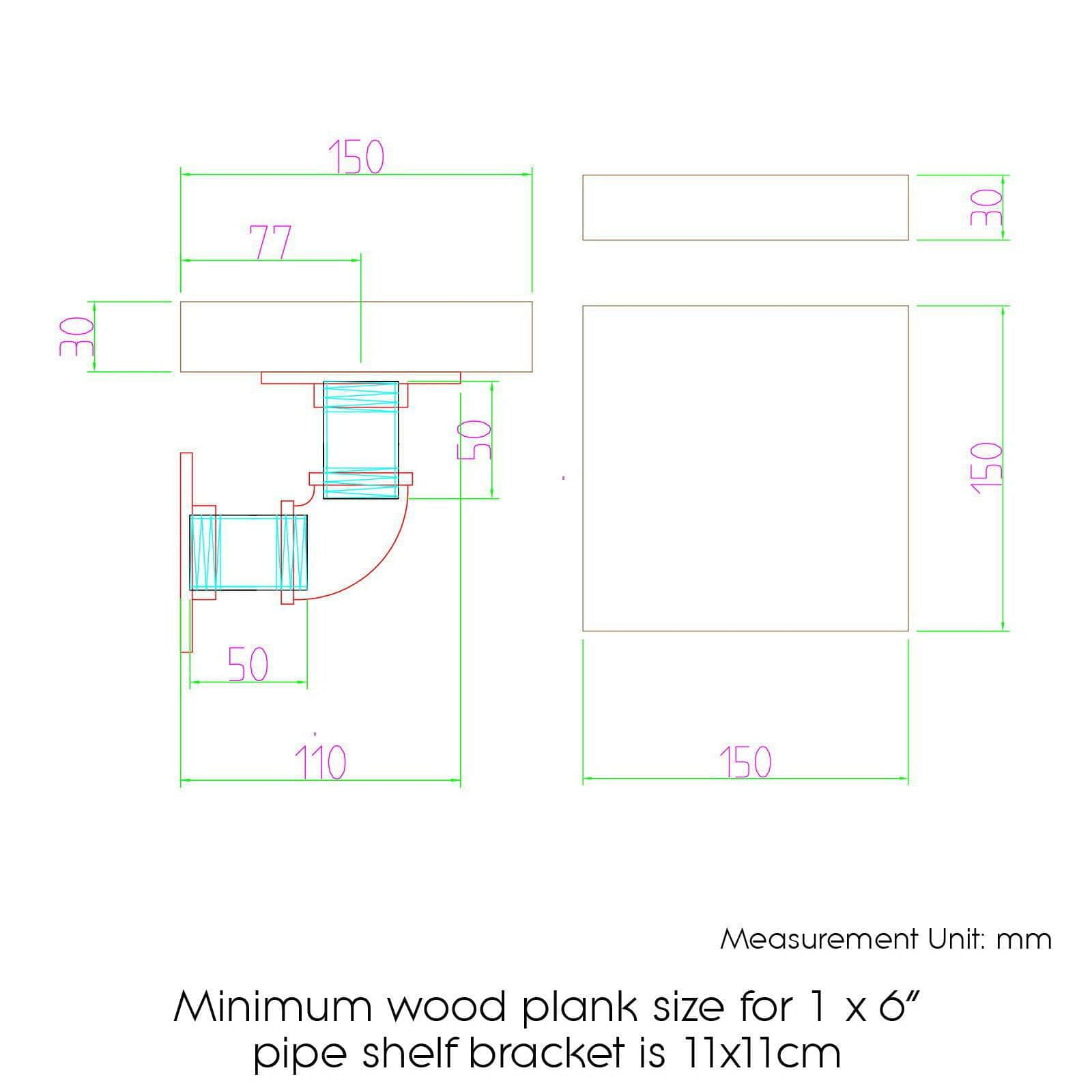 8X Floating Pipe Shelf Diy Metal Wall Brackets