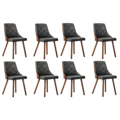 8x Wooden Dining Chairs Leather/Linen Fabric Padded