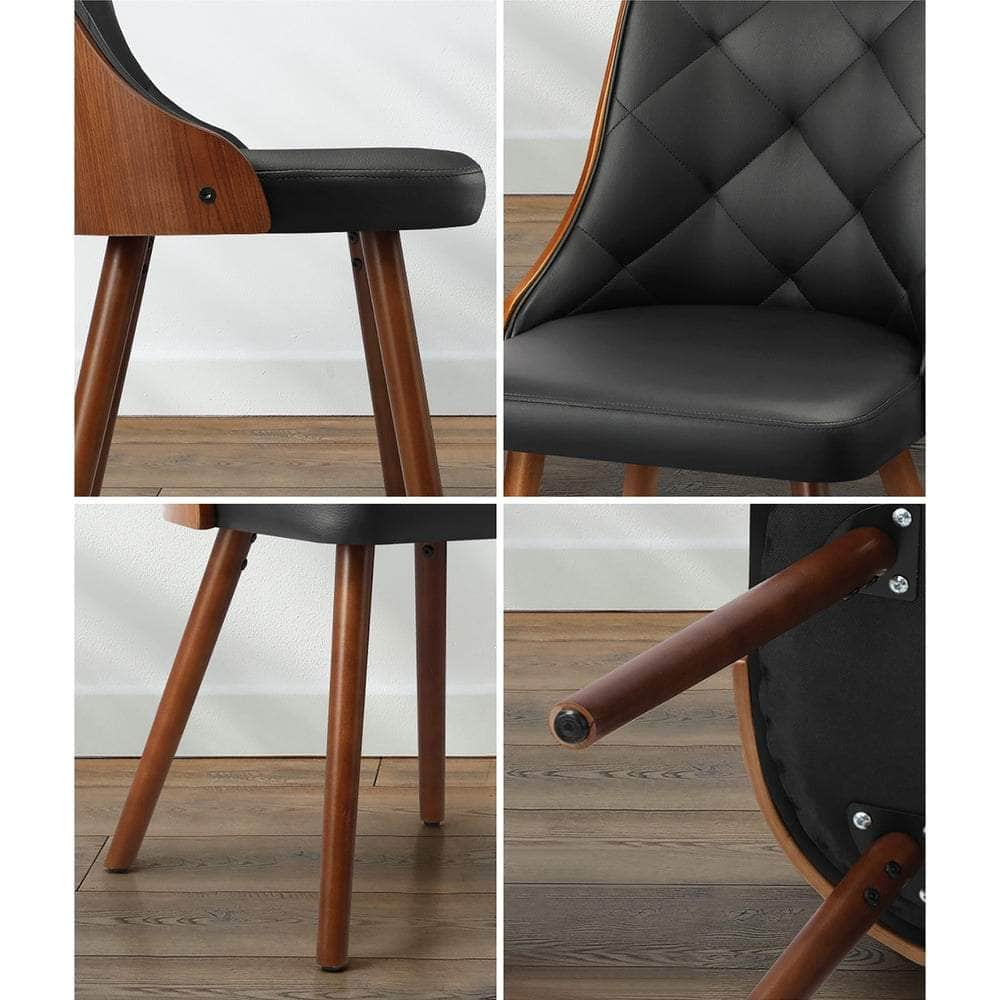 8x Wooden Dining Chairs Leather/Linen Fabric Padded