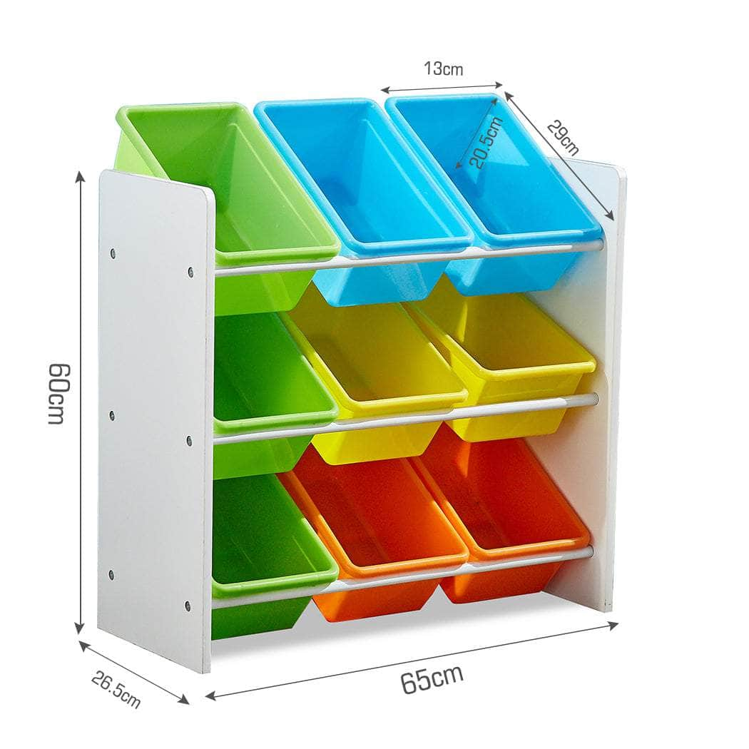 9 Bins Kids Toy Box Bookshelf