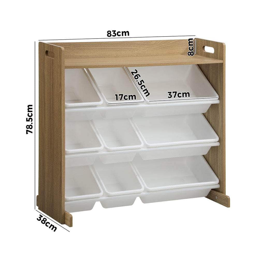 9 Bins Kids Toy Box Organiser Display Shelf