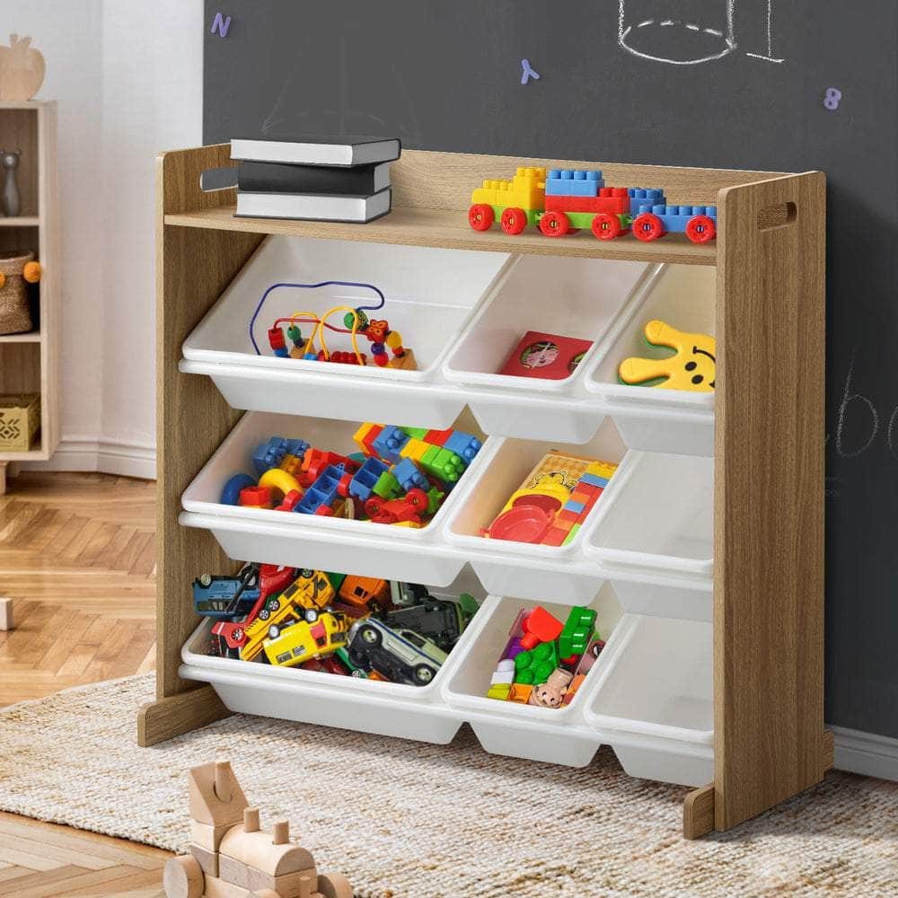 9 Bins Kids Toy Box Organiser Display Shelf