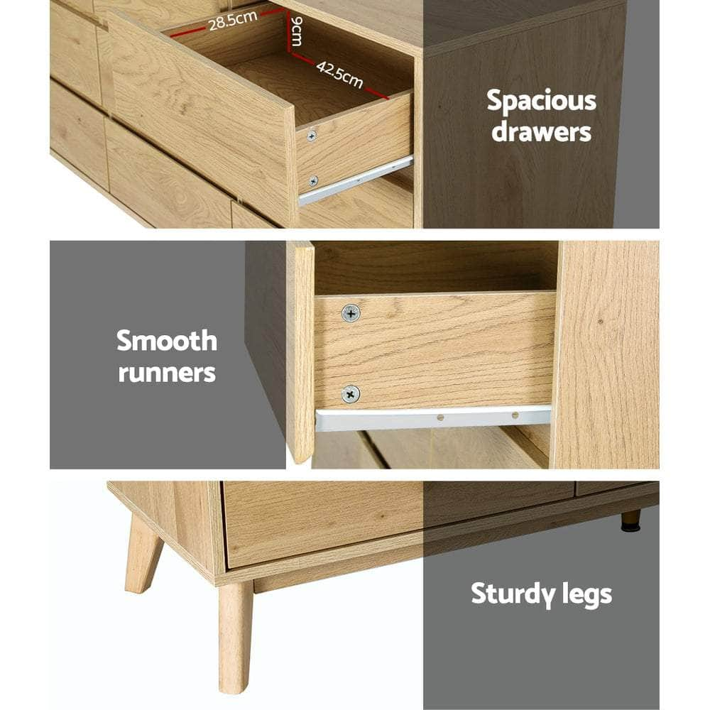 9 Chest Of Drawers Cabinet Dresser Table Tallboy Storage Bedroom Oak