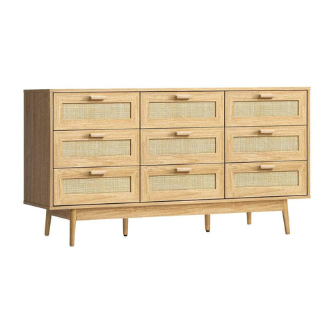 9 Chest of Drawers Dresser Rattan Storage Cabinet Lowboy Bedroom Wooden